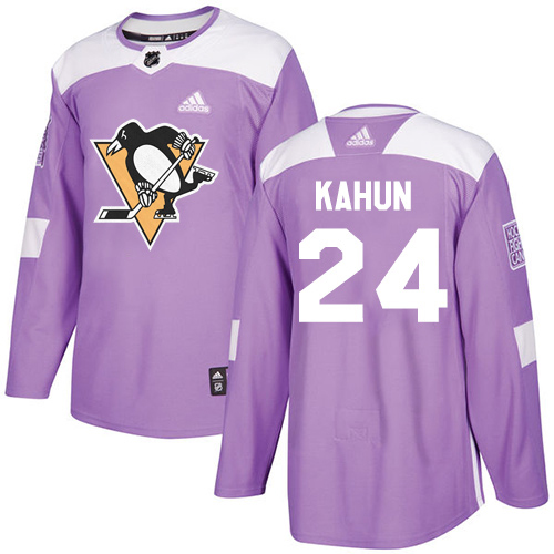 Adidas Pittsburgh Penguins 24 Dominik Kahun Purple Authentic Fights Cancer Stitched Youth NHL Jersey